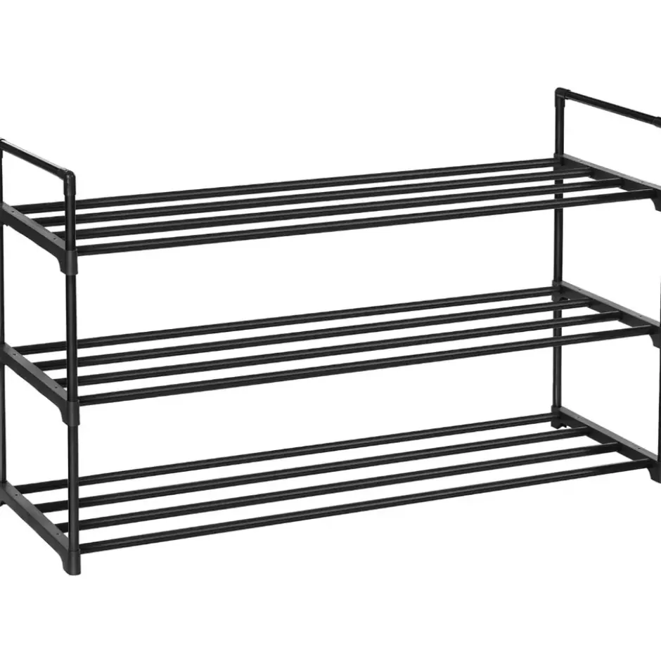 Set van 2 schoenenrekken - tot 24 paar - stapelbaar - 91.7x52.4x29.3 cm - zwart