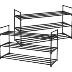 Set van 2 schoenenrekken - tot 24 paar - stapelbaar - 91.7x52.4x29.3 cm - zwart