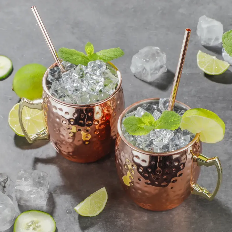 Set van 2x Cocktailbekers/cocktailglazen - koper - 500 ml