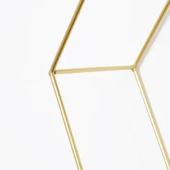 Set van 3 zeshoekige metalen wandrekjes met houten plankje - Goud