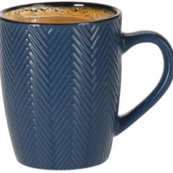 Siaki Koffiemok/theemok - Fishbone - blauw - 370 ml