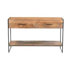 Sidetable Naturel Mangohout - Metaal - 120x35x75cm - Elin