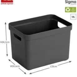 Sigma home opbergbox 18L antraciet