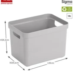 Sigma home opbergbox 18L grijs