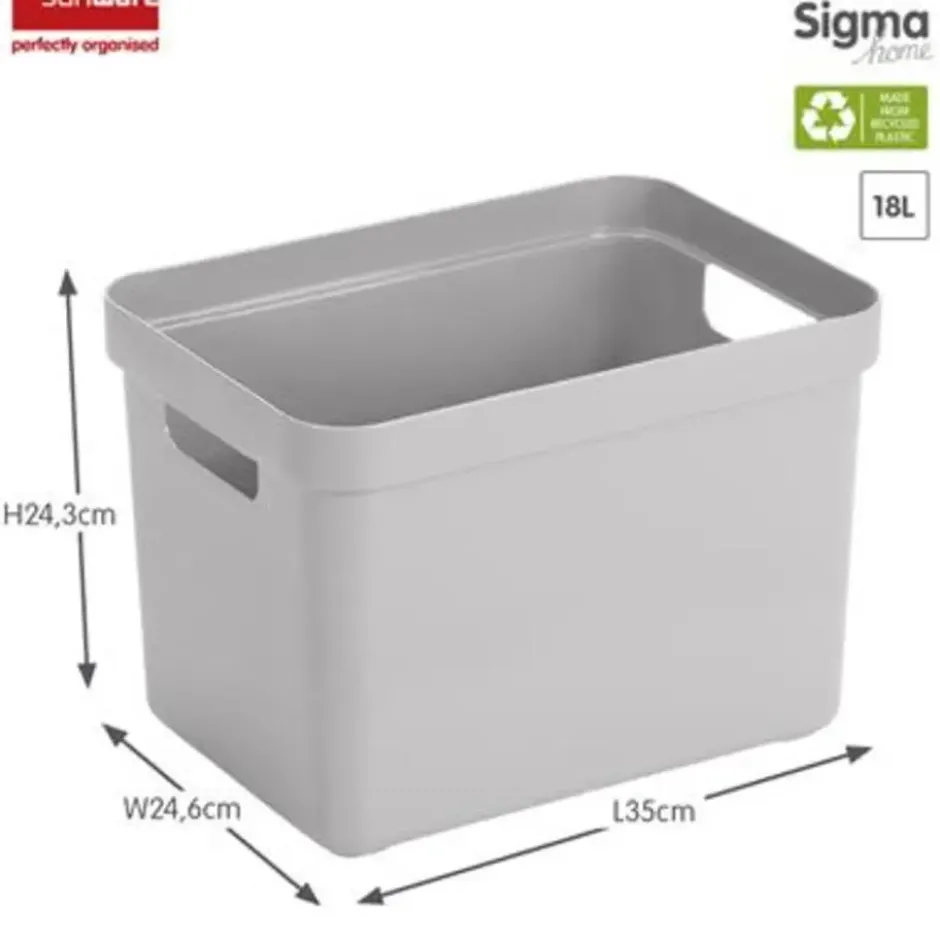 Sigma home opbergbox 18L grijs
