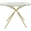 Silvie - Ronde eettafel Ø110 cm 4 zitplaatsen in glas / messing