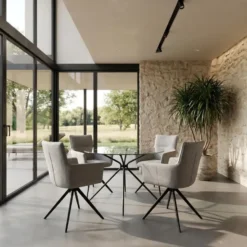 Silvie - Ronde eettafel Ø110 cm 4 zitplaatsen in glas / zwart