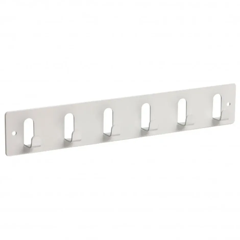 Siro Kapstok - 6 ophang haken - metaal - wit - 11 x 36 cm