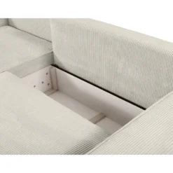 Slaapbank AMELIA - 267 cmx167 cm - Beige Fluweel Stof Linker hoek