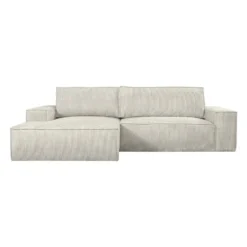 Slaapbank AMELIA - 267 cmx167 cm - Beige Fluweel Stof Linker hoek