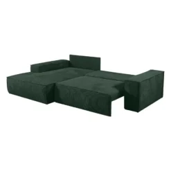Slaapbank AMELIA - 4 plaatsen - Dennengroen Fluweel Stof Linker hoek