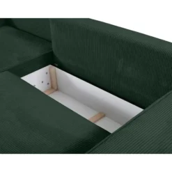 Slaapbank AMELIA - 4 plaatsen - Dennengroen Fluweel Stof Linker hoek