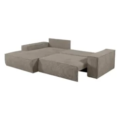 Slaapbank AMELIA - 4 plaatsen - Taupe Fluweel Stof Linker hoek