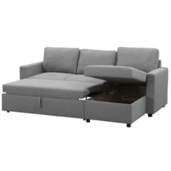Slaapbank Turijn met opbergruimte - grijs - 82x215x145 cm