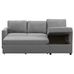 Slaapbank Turijn met opbergruimte - grijs - 82x215x145 cm