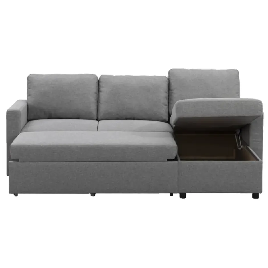 Slaapbank Turijn met opbergruimte - grijs - 82x215x145 cm
