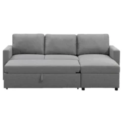 Slaapbank Turijn met opbergruimte - grijs - 82x215x145 cm