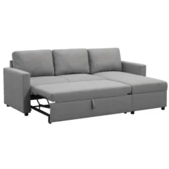 Slaapbank Turijn met opbergruimte - grijs - 82x215x145 cm