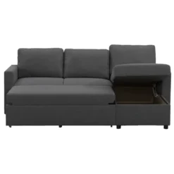 Slaapbank Turijn met opbergruimte - antraciet - 82x215x145 cm