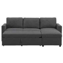 Slaapbank Turijn met opbergruimte - antraciet - 82x215x145 cm