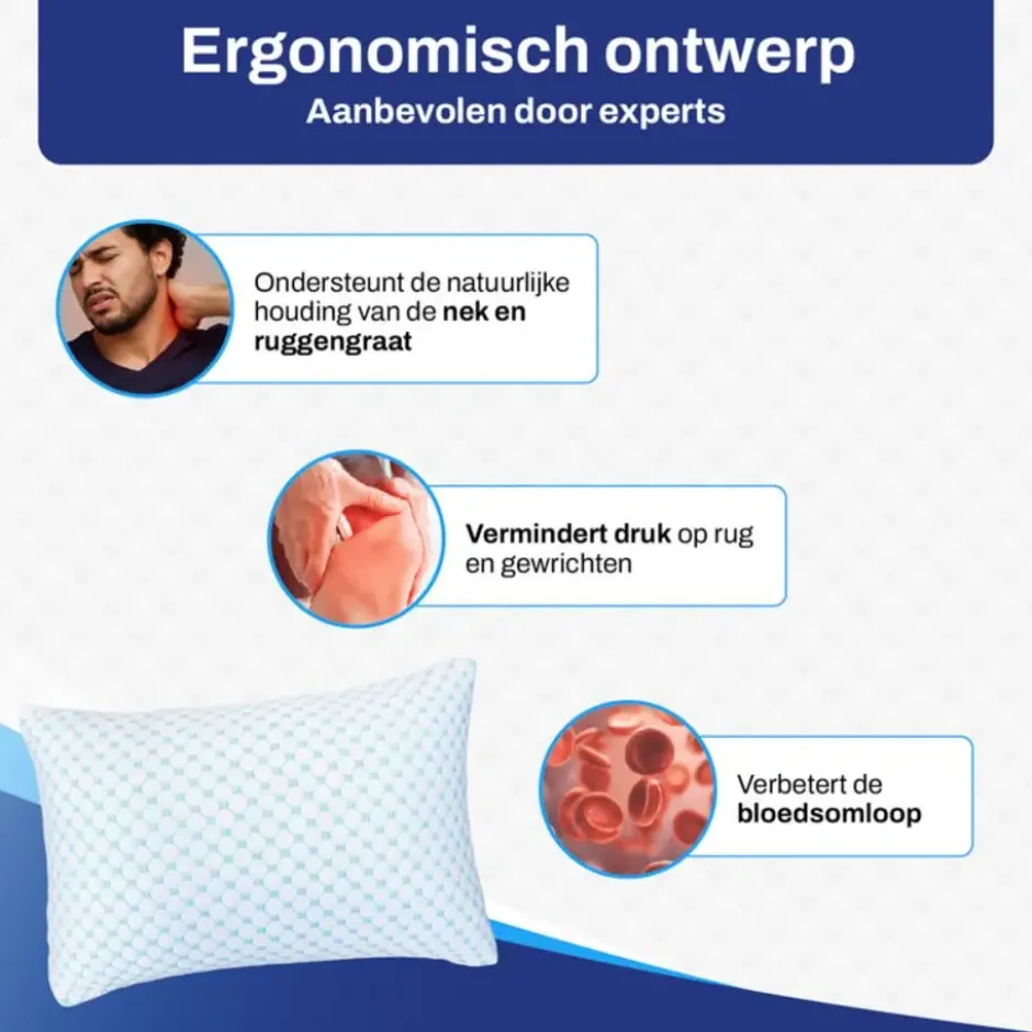 Sleeptight - Ergo Hoofdkussen Verstelbaar Traagschuim