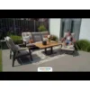Solaro/Medina up&down verstelbare (5-pers.) stoel-bank loungeset - Zand / Teak