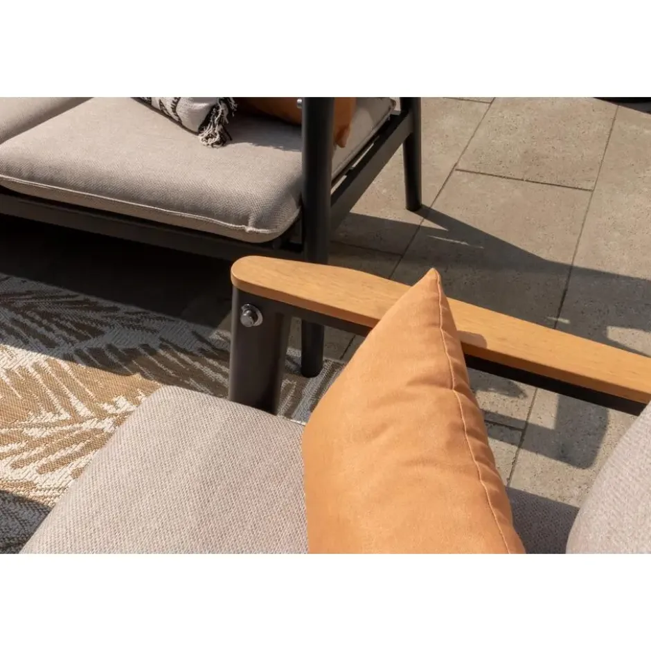 Solaro/Medina up&down verstelbare (5-pers.) stoel-bank loungeset - Zand / Teak