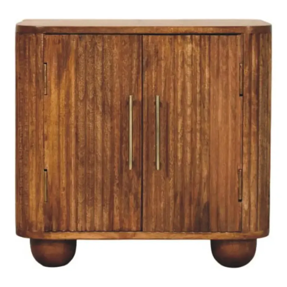 Solis Geribbelde Dressoir, 2 Deuren en 2 Planken, Lichtbruin