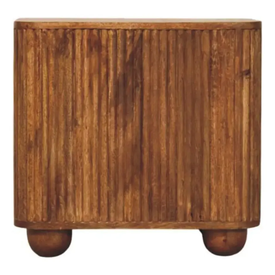 Solis Geribbelde Dressoir, 2 Deuren en 2 Planken, Lichtbruin