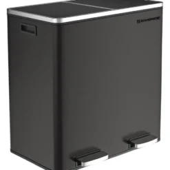 Songmics Prullenbak Met 2 Compartimenten - 2 x 30 L - Met Zwart