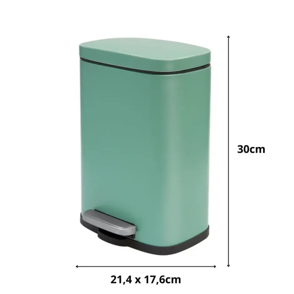 Spirella Pedaalemmer Venice - salie groen - 5L - metaal - 21x30cm