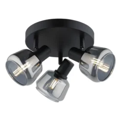 3-Spot Noah smoke glas zwart E14