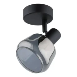 Spot Noah - smoke glas zwart - E14
