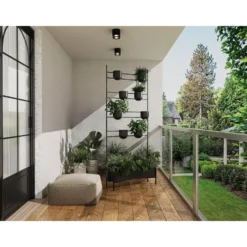 Staande plantenbak PRASONI - 80 cmx22 cmx170 cm - Zwart Metaal