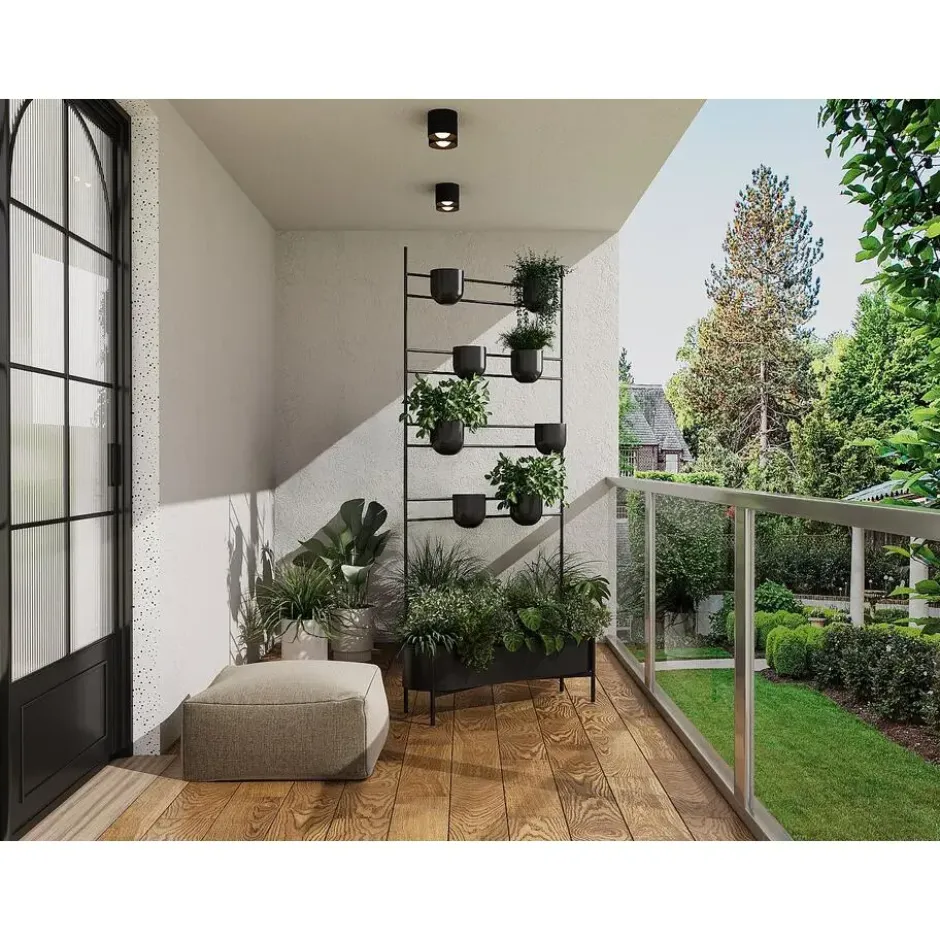Staande plantenbak PRASONI - 80 cmx22 cmx170 cm - Zwart Metaal