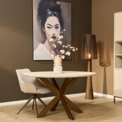 StarFurn - Eettafel Madison ø130 cm - zand/brons