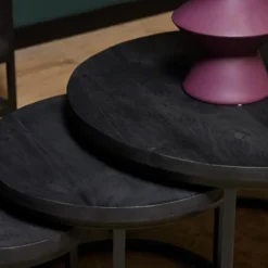 StarFurn - Ronde salontafels Triole - set van 3 - zwart