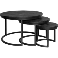 StarFurn - Ronde salontafels Triole - set van 3 - zwart