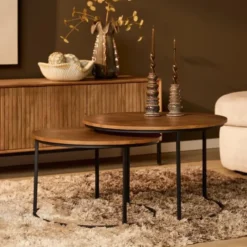 StarFurn - Salontafel Madison ø70 cm set van 2 - naturel