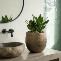 Steege Plantenpot - modern design - goudkleurig - 32 x 32 cm