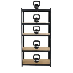 Stellingkast / Magazijnstelling - Zwart - 5 planken