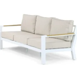Stoel en Bank Loungeset 5 personen Aluminium/Polywood (teakfinish) Wit