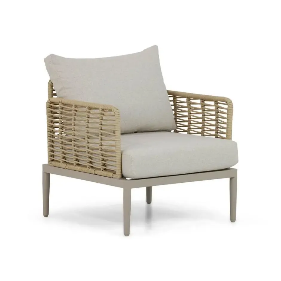 Stoel en Bank Loungeset 4 personen Wicker/Aluminium/Aluminium/wicker Taupe