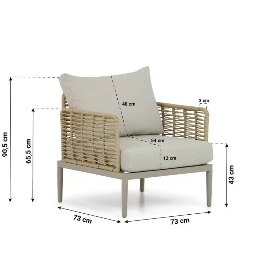 Stoel en Bank Loungeset 4 personen Wicker/Aluminium/Aluminium/wicker Taupe
