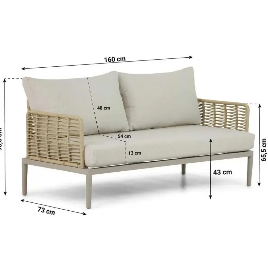 Stoel en Bank Loungeset 4 personen Wicker/Aluminium/Aluminium/wicker Taupe