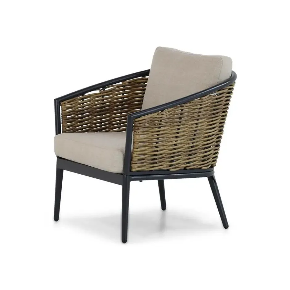 Stoel en Bank Loungeset 4 personen Aluminium/wicker Grijs Lifestyle Garden