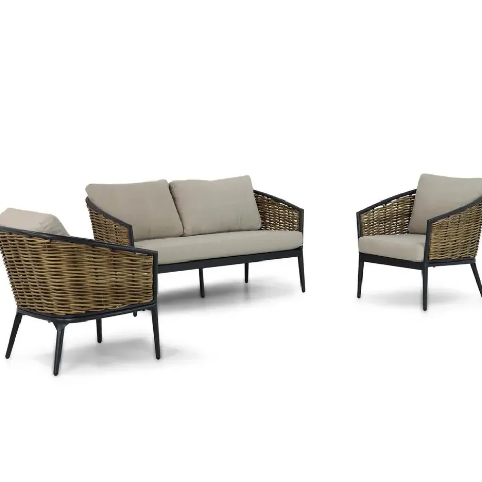 Stoel en Bank Loungeset 4 personen Aluminium/wicker Grijs Lifestyle Garden