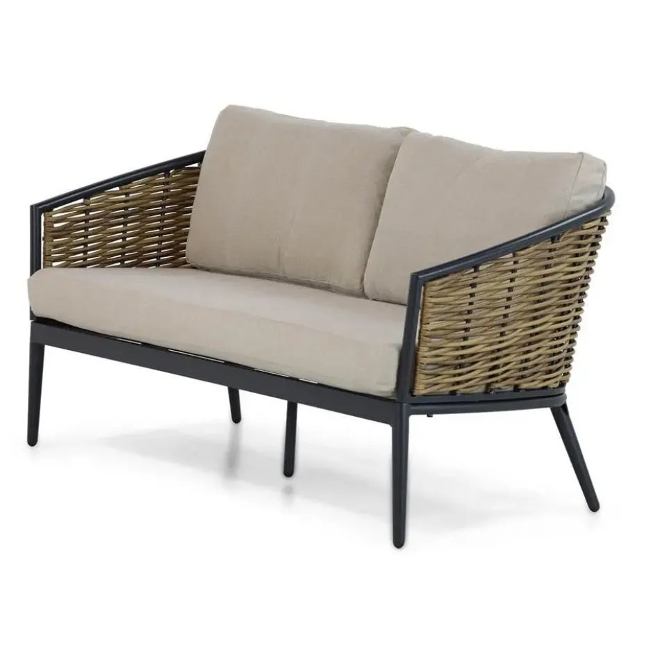 Stoel en Bank Loungeset 4 personen Aluminium/wicker Grijs Lifestyle Garden
