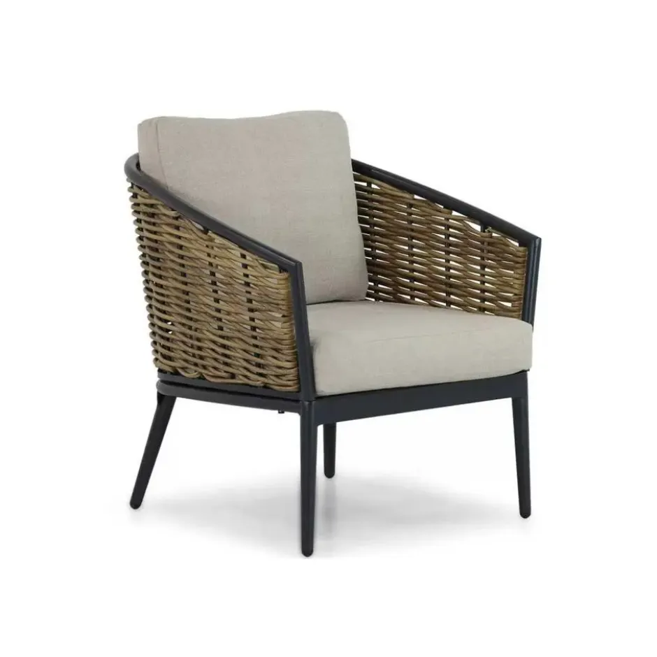 Stoel en Bank Loungeset 4 personen Aluminium/wicker Grijs Lifestyle Garden