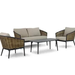 Stoel en Bank Loungeset 4 personen Aluminium/wicker Grijs Lifestyle Garden